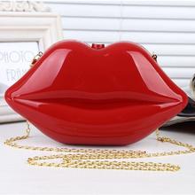 Women Red Lips Clutch Bag High Quality Ladies Acrylic Chain Shoulder Bag Bolsa Evening Bag Lips Shape Purse Free Shipping 2024 - buy cheap