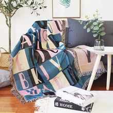 Nordic Throw Blanket Thread Sofa Cover Fashion Letter Dust Protection Cover  Plaid Slipcover Cobertor Blankets For Beds Tassel 2024 - buy cheap