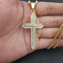 Hip Hop Iced Out Bling Big Cross Pendants Necklaces For Men Stainless Steel Christian Jewelry Religious Dropshipping XL1136 2024 - buy cheap