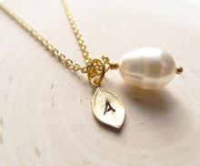 personalize Gold Teardrop Pearl Necklaces with Initial Charm, Customized Pearl Jewelry for Bridesmaid Birthday mothers day Gifts 2024 - buy cheap