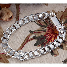 Free Shipping Wholesale lots 925 silver Fashion Jewelry Chain Bracelets,10mm men's bracelet link bracelet 2024 - купить недорого