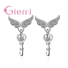 Shiny Elf Wings Keys Jewelry Earrings For Women Girls 925 Sterling Silver Accessories Top Quality Party Meeting Gifts Hot Sale 2024 - buy cheap