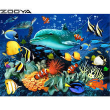 ZOOYA Diamond Embroidery Sea Animal Dolphin DIY Diamond Painting Cross Stitch Full Round Rhinestone Mosaic Home Decoration R942 2024 - buy cheap