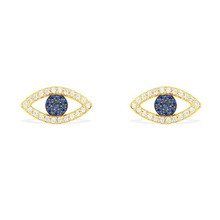 Sljely 925 prata esterlina 3 cor do ouro mini evil eyes stud brincos embutidos zircônia cúbica pedra azul feminino jóias de luxo 2024 - compre barato