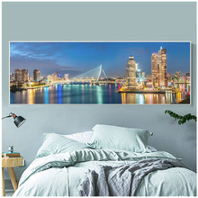 Foto personalizada quadrado completo broca redonda 5d diy pintura diamante roterdão skyline diamante bordado ponto cruz casa DecorZP-2002 2024 - compre barato