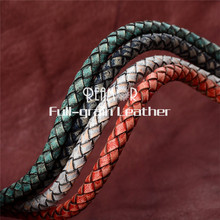 RUIMO-cordón de cuero trenzado redondo de 6mm, cuerda de cuero de superfibra roja, verde y azul, accesorios para hacer pulseras DIY 2024 - compra barato