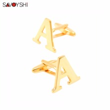 Luxury A-Z 26 Letter Cufflinks for Mens French Shirt High Quality Groom Wedding Gold Color Cuff buttons SAVOYSHI Brand Jewelry 2024 - buy cheap