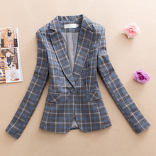 plus size blazer women suit Plaid spring autumn new slim casual retro temperament women jacket coat large size 2024 - buy cheap