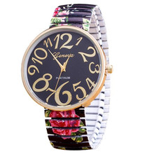 Женские роскошные эластичные кварцевые наручные часы с красивым цветочным принтом 2024 - купить недорого