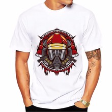 Camiseta con diseño de casco de hacha para bombero para hombre, camiseta de manga corta blanca de verano, camiseta informal con dibujo sin pegamento, novedad de 2018 2024 - compra barato