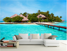 3D фрески на заказ, фотообои с изображением острова Мальдивы на море, для гостиной, дивана, телевизора, спальни 2024 - купить недорого