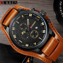 Curren relógio de pulso esportivo masculino, relógio de quartzo pulseira de couro militar de marca luxuosa para homens 2024 - compre barato