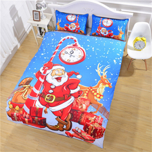 Funda nórdica de Navidad impresa, regalo de Navidad, rojo, azul, nieve, Santa Claus, reloj despertador, juego de cama, USA, AU, Twin, Queen, King size, 3 piezas 2024 - compra barato