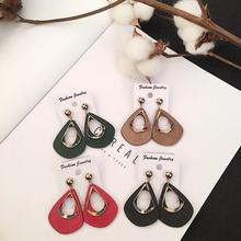 New Hot Korean Version Of The Personality Earrings Simple Wild Wood Long Section Hollow Multicolor Bohemian Ear Earrings Female 2024 - buy cheap