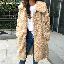 Turn-Down Collar Long Faux Fur Coats Women Winter Imitation Lamb Fur Overcoat Outerwear Fashion Oversized Shaggy Fluffy Jackets 2024 - buy cheap
