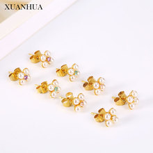 XUANHUA Pearl Earrings Charm Stainless Steel Jewelry Woman Vogue 2019 Stud Earrings For Women Wholesale lots bulk accessories 2024 - buy cheap