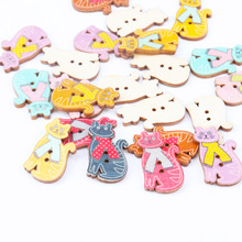Cat Pattern Natural Wooden Sewing Buttons Scrapbooking Crafts for Handmade Accessory Botones 25mm 20pcs MT0430-TO 2024 - buy cheap
