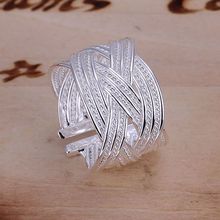 Бесплатная доставка, посеребренное кольцо, модное серебряное кольцо с большим сетчатым плетением, подарок для женщин и мужчин, кольца на палец SMTR024 2024 - купить недорого