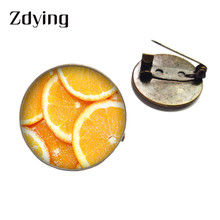 Zdie broche fashion para frutas, broche de vidro cabochão laranja limão morango textura de frutas domo broches presente fr011 2024 - compre barato