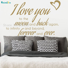 Vinilo autoadhesivo para decoración del hogar, pegatina de pared con frase I Love You to the Moon and Back, para sala de estar, YT606 2024 - compra barato