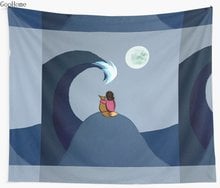 The Moon and Sea (Fox and Girl) Wall Tapestry Beach Towel Polyester Blanket Yoga Shawl Mat 2024 - buy cheap