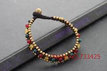 Colorful Dotty Dyed Bracelet with waxed cord weaved,thai style brass bracelet for women,5pcs/lots free shipping 2024 - buy cheap