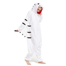 Adults Polar Fleece White Tiger Animal Kigurumi Women's Men's Onesies Pajamas Cosplay Costume for Halloween and Carnival Party 2024 - buy cheap