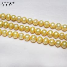 Cultured Potato Freshwater Pearl Beads Yellow 8-9mm Approx 0.8mm Sold Per Approx 14.5 Inch Strand 2024 - buy cheap