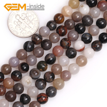 6mm 8mm GEM-inside Round Natural Gray American Wooden Agates Stone Beads for Jewelry Making DIY Gift Strand 15 Inches 2024 - buy cheap