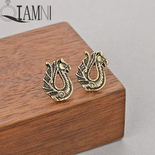 QIAMNI Punk Slavic Amulet Vintage Gothic Dragon Animal Stud Earring Nordic Valknut Charm Gift Jewelry Pendientes Dropshipping 2024 - buy cheap