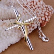 P088_2 Silver Color Jewelry Wholesale S925 Sterling Charms Fashion Pendant Separations Twisted Rope Cross 2024 - buy cheap