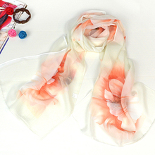 Bufanda elegante con estampado de flor de Begonia para mujer, chal largo suave, cuello de gasa, bufandas 2024 - compra barato