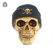 Creative Resin Skull with Cap Hat Home Decoration Craft Statues Skull High Quality Halloween Decor Figurines Sculpture 2024 - buy cheap