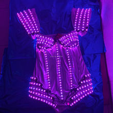 Club nocturno mujer cantante lumious body RGB LED Light vestido de noche brillante con luz intermitente traje de salón prendas de danza ropa 2024 - compra barato
