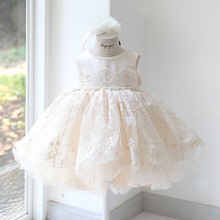 Children's Princess bun dress dinner party evening dress girl birthday party With Appliques Cute Print Little Baby Formal dress 2024 - buy cheap