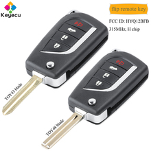KEYECU Flip Remote Control Car Key With 4 Buttons 315MHz H Chip TOY43/ TOY48 Blade - FOB for Toyota Camry 2018 FCC ID: HYQ12BFB 2024 - buy cheap