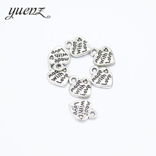 YuenZ 40 pcs  Heart Charms Letter "Made With Love" Metal Pendants For Antique Necklace Bracelet Jewelry Hand Made 12*10mm A73 2024 - buy cheap