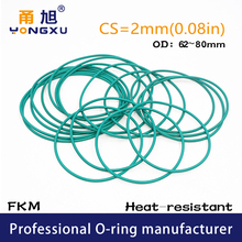 Fluorine rubber Ring Green FKM Oring Seal CS2mm OD62/63/64/65/67/68/70/75/80*2mm ORings Seal Gasket Rings Fuel fkm Washer 2024 - buy cheap