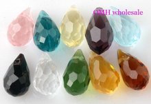 OMH wholesale 100pcs 8x13mm 8colors or pink black mixed color to choose drop Water droplets faceted glass crystal beads Sj195 2024 - buy cheap