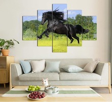 Poster de parede modular com impressões, pinturas modernas com 5 painéis, de animal, cavalo, arte para decoração de casa, arte para sala de estar 2024 - compre barato
