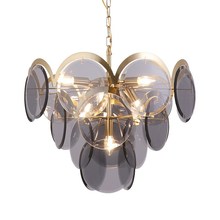 Post-modern LED pendant lights round Smoke gray / Amber glass hanging lamp indoor luxury restaurant living room fixtures 2024 - buy cheap