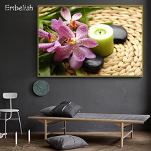 Desfalque 1 peças grande roxo orquídea e spa pedras hd impressão em tela quadros para sala de estar moderna decoração da casa parede cartazes 2024 - compre barato