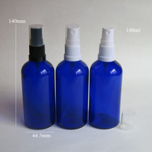 Wholesale 100pcs/lot 100ML Blue Glass Bottle, glass 100ml Essential Oil With Sprayer, Mist Spray Bottles 100ml blue Glass Bottle 2024 - buy cheap