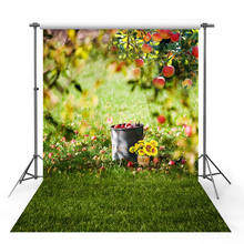 Fondo de fotografía de vinilo para estudio fotográfico, decoración de árboles frutales, girasoles, césped verde, árbol de flores salvajes, Primavera 2024 - compra barato