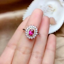 Shilovem anéis de prata esterlina 925 natural topázio rosa aberto planta elegante novo presente 4*6mm 2024 - compre barato