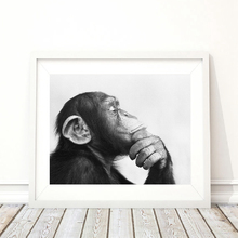Tela de foto de macaco preto e branco, pôster impresso, arte para parede de casa, pintura de animais nórdicos, imagem para decoração de sala de estar 2024 - compre barato
