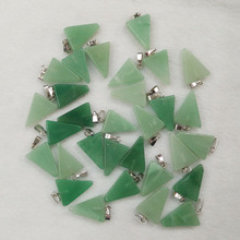 Wholesale 50pcs/lot 2016 fashion high quality natural green aventurine triangle shape charms pendants fit necklace making  free 2024 - buy cheap