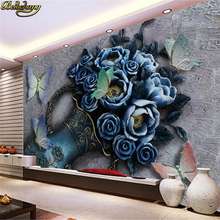 Beibehang-papel tapiz personalizado con diseño floral en relieve para sala de estar, dormitorio, Mural de papel tapiz 3D, decoración moderna, revestimiento de paredes 2024 - compra barato