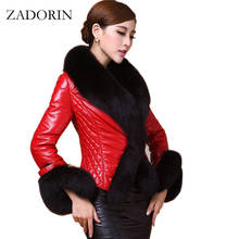 2020 Autumn Winter Women Faux Leather Jacket With Fur Collar Luxury Faux Fur Coats Jackets Short Embroidery Black Leather jacket 2024 - buy cheap
