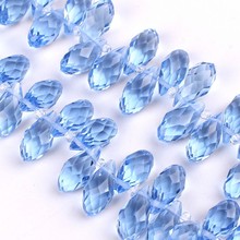 Nueva moda cuentas de cristal forma de gotas 198 unids/lote DIY 6x12mm luz azul agua gota cuentas de vidrio facetadas para hacer joyas DIY 2024 - compra barato